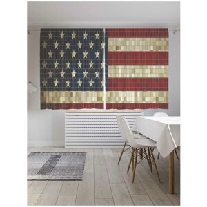 Шторы JoyArty с фотопечатью "Мозаичный флаг Америки" из сатена, 290х180 см