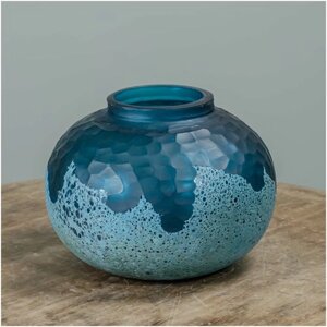Синяя низкая ваза с переливом