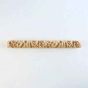 Скалка деревянная с узорами «Цветочный луг» для выпечки, 30 см