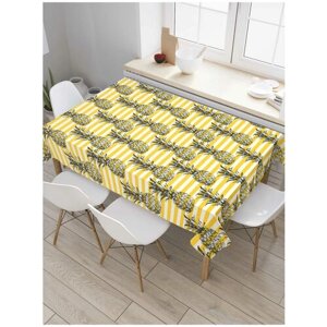 Скатерть прямоугольная JoyArty на кухонный стол "Ананасовый порядок" из оксфорда, 120x145 см