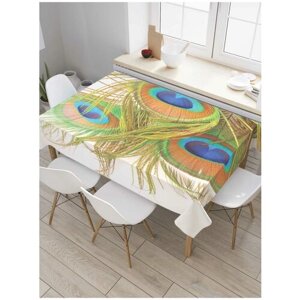 Скатерть прямоугольная JoyArty на кухонный стол "Благородные перья" из оксфорда, 120x145 см