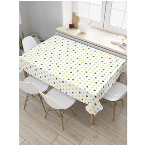 Скатерть прямоугольная JoyArty на кухонный стол "Цветные точки" из оксфорда, 180x145 см