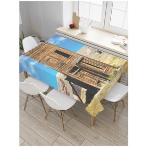 Скатерть прямоугольная JoyArty на кухонный стол "Деревянная декорация" из оксфорда, 180x145 см