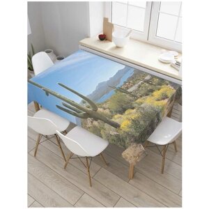 Скатерть прямоугольная JoyArty на кухонный стол "Долина с кактусами" из оксфорда, 120x145 см