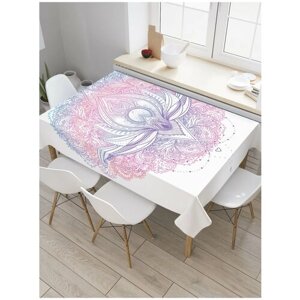 Скатерть прямоугольная JoyArty на кухонный стол "Лотос в ажуре" из оксфорда, 120x145 см