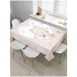 Скатерть прямоугольная JoyArty на кухонный стол "Малышка в сердце" из оксфорда, 180x145 см