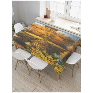 Скатерть прямоугольная JoyArty на кухонный стол "На берегу озера" из оксфорда, 180x145 см