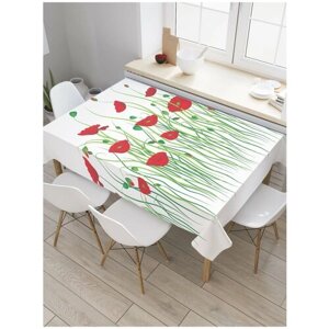 Скатерть прямоугольная JoyArty на кухонный стол "Нежные маки" из оксфорда, 120x145 см