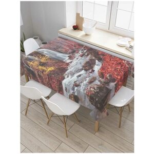 Скатерть прямоугольная JoyArty на кухонный стол "Осеннее течение" из оксфорда, 120x145 см