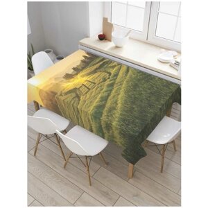 Скатерть прямоугольная JoyArty на кухонный стол "Полевые рисунки" из оксфорда, 180x145 см