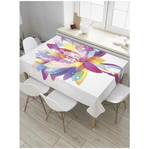 Скатерть прямоугольная JoyArty на кухонный стол "Разноцветный лотос" из оксфорда, 120x145 см