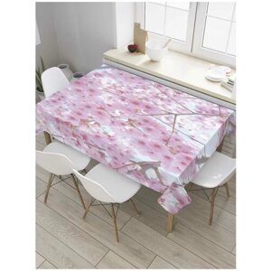 Скатерть прямоугольная JoyArty на кухонный стол "Сакура в цвету" из оксфорда, 120x145 см