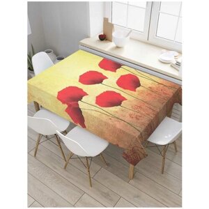 Скатерть прямоугольная JoyArty на кухонный стол "Симметричные маки" из оксфорда, 120x145 см