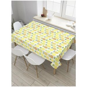 Скатерть прямоугольная JoyArty на кухонный стол "Спелые ананасы" из оксфорда, 180x145 см