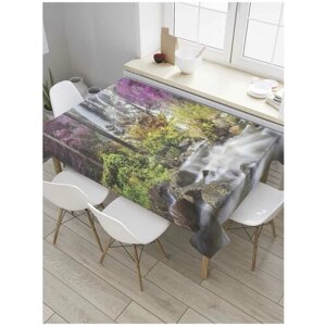 Скатерть прямоугольная JoyArty на кухонный стол "Водопад в зарослях" из оксфорда, 180x145 см