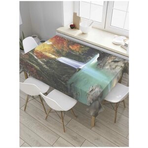 Скатерть прямоугольная JoyArty на кухонный стол "Забытый водопад" из оксфорда, 120x145 см