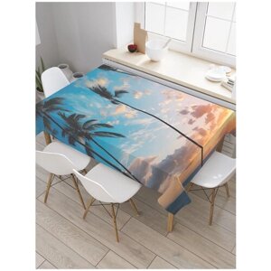 Скатерть прямоугольная JoyArty "Пальмы на воздухе" из сатена, 180x145 см