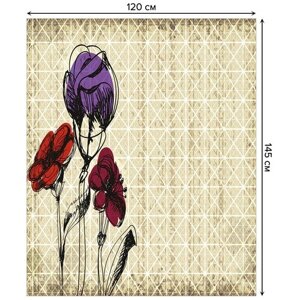 Скатерть прямоугольная JoyArty "Штрихованные цветы" из сатена, 120x145 см