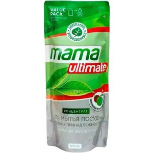 Средство-концентрат для мытья посуды фруктов овощей и детских принадлежностей Mama Ultimate Зеленый чай 600мл х 2шт