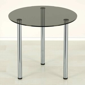 Стеклянный обеденный стол Эдель 18-3 серый/хром D75