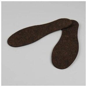 Стельки для обуви "Мягкий след", утеплённые, универсальные, 36-46 р-р, пара, цвет коричневый