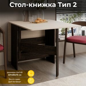 Стол кухонный ТриЯ тип 2, ДхШ: 80 х 34 см, d: 226.8 см, толщина столешницы: 1.6 см, дуб белфорт/венге цаво