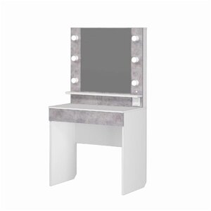 Стол туалетный с зеркалом Акация белое сияние/цемент светлый