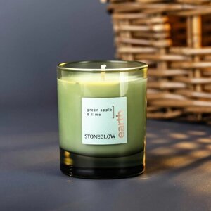 StoneGlow Интерьерная ароматическая свеча "зелёное яблоко и лайм", свеча для декора, парфюм для дома