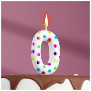 Страна Карнавалия Свеча в торт на день рождения «Цветное конфетти», цифра "0", 5.5 см