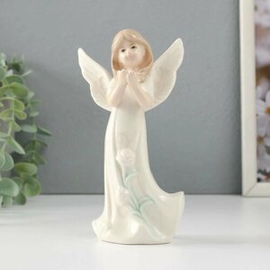 SUI Сувенир керамика "Девочка-ангел в белом платье с розочками" 8,5х5,5х15,5 см