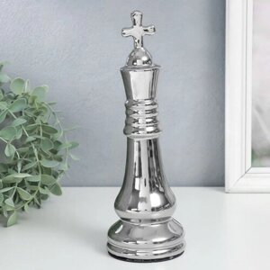 SUI Сувенир керамика "Шахматная фигура. Король" серебро 25х8,2х8,2 см