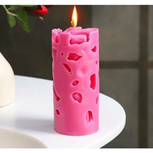 Свеча ароматическая декоративная "Ажурная", розовый, 6х12 см, пион
