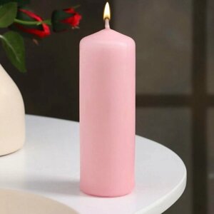 Свеча - цилиндр, 412 см, 15 ч, светло-розовая