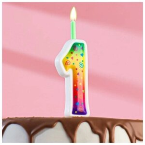 Свеча для торта "Цветное пламя", 10 см, цифра "1"