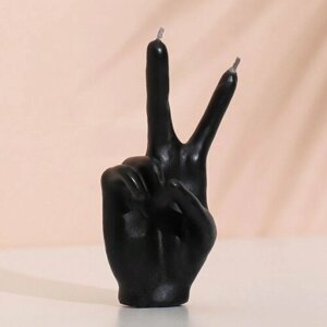 Свеча фигурная "Рука-peace", 10х4 см, черная (комплект из 12 шт)