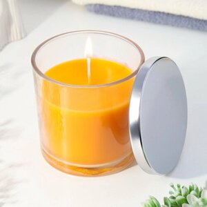Свеча гигант ароматическая в стакане "Сочный апельсин", соевый воск, 10х10 см