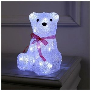 Светодиодная фигура «Медведь с бантом» 15 20 15 см, акрил, 20 LED, батарейки ААх3 (не в комплекте), свечение белое