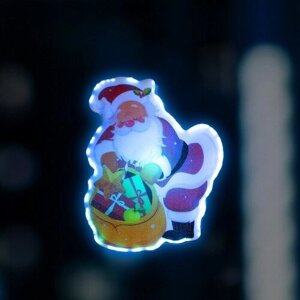 Светодиодная игрушка на липучке «Дед Мороз с подарками» 9 10 см, батарейки LR44х3, свечение мульти
