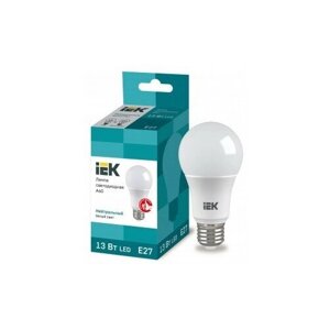 Светодиодная LED лампа IEK лон A60 E27 13W (1170lm) 4000к 4K 110х60 ECO LLE-A60-13-230-40-E27 (упаковка 18 штук)