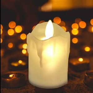 Светодиодная свеча "Живое пламя"Led свеча-ночник с имитацией воска, 7 см