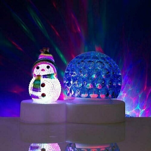 Световой прибор Снеговик с синим шаром 9.5 см, свечение мульти, 220 В