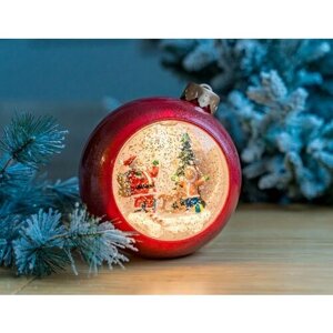Светящийся музыкальный снежный шар встреча С сантой, LED-подсветка, 16.5 см, батарейки, Peha Magic PT-22265