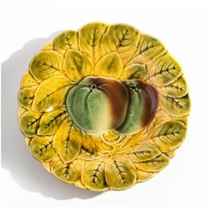 Тарелка декоративная «Яблоки», фаянс, майолика, марка «Sarreguemines», Франция, 1900-1921 гг.
