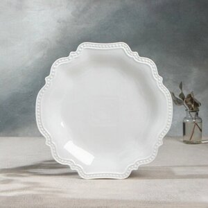 Тарелка фарфоровая обеденная Magistro «Сюита», d=25,4 см, цвет белый
