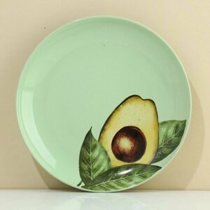 Тарелка керамическая «Авокадо» зеленая, 22.5 см, цвет зелёный