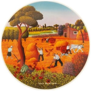 Тарелка настенная 19 см; декор "Сельские мотивы, Осень"