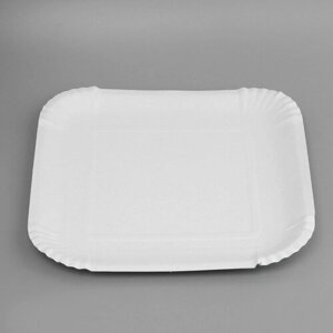 Тарелка одноразовая "Белая" квадратная, картон, 19,2 х 19,2 см (100 шт.)