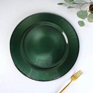 Тарелка подстановочная «Эмеральд», d=33 см, цвет зелёный с серебряной отводкой