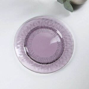 Тарелка стеклянная десертная Magistro «Французская лаванда», d=21 см, цвет фиолетовый (комплект из 4 шт)