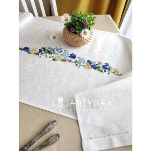 Текстильный сувенир - Белая дорожка на стол с пасхальной вышивкой, 50x150, ANTURAG VISHIVKA